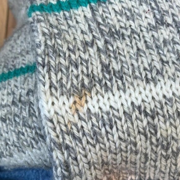 Vintage Strategy Wool Blend Gray Knit Striped V-neck Sweater - Picture 6 of 6